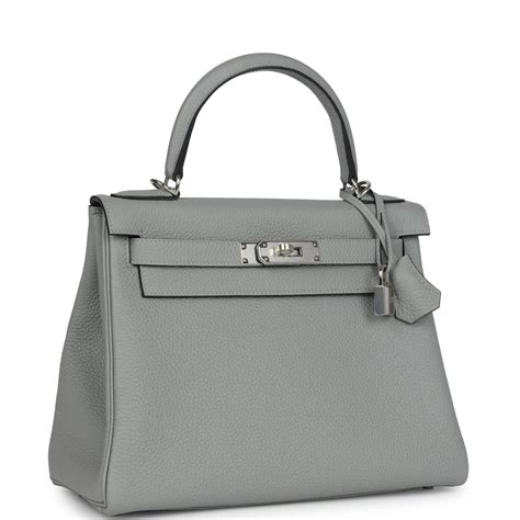 Hermes Kelly Retourne 28 Gris Mouette Togo Palladium Hardware